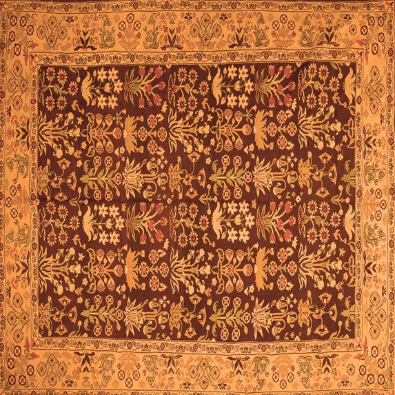 Ahgly Company Indoor Square Persian Orange Traditional Area Rugs, 7' Square
