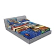 thumbnail image 2 of Ambesonne Colorful Fitted Sheet & Pillow Sham Set, Shore at Warm Sunset, Queen, Multicolor, 2 of 2