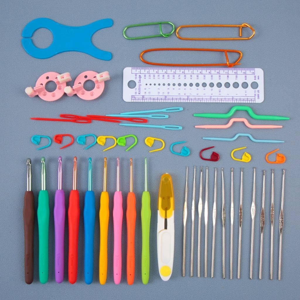 58 Pieces Portable Crochet Starter Kits Beginners Crochet Kits Crochet Yarn and Crochet Hook Set for Making Bag, Gloves