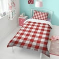 thumbnail image 4 of Red and White Checkered Duvet Cover and Pillowcase Set for Single Bedding, Bedroom Accessories for Kids Teens, 4 of 5