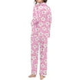 thumbnail image 3 of KKBOTIVE Womens Satin Pajama Set - Womens Pajamas Long Pants Sleepwear Sets Soft Comfy Night Wear V Neck Loungewear Cute Pajama Wear ( Pink-3 Size: L ), 3 of 5