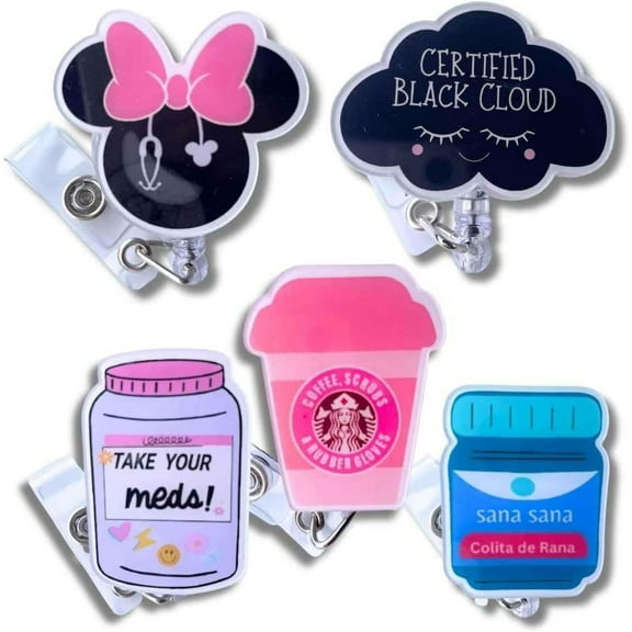 YJ Premiums Durable Badge Reels, Multicolor, 5 Count