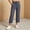 Dark Gray, variant on Women's Linen-Blend Nine-Minute Pants, High Waist Drawstring, Lace Hem, Casual Trousers with Pockets for Home & Vacation Wine S