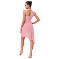thumbnail image 2 of Xnihocha Women Pointed Lyrical Ballet Dance Dress Roll Neck Asymmetrical Chiffon Skirt Leotard Dress Pink XL, 2 of 5