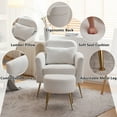 thumbnail image 2 of Accent Single Chair with Ottoman, Modern Upholstered Armchair with Metal Legs, Single Leisure Sofa Chair for Living Room, Bedroom, Dorm, Beige, 2 of 8