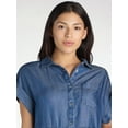 Time and Tru Women's Tiered Mini Shirt Dress, Sizes XSXXXL