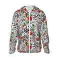thumbnail image 1 of Fotbe Roses Zèbre Mixte 1 Veste de Protection Solaire UPF 50+ pour Hommes et Femmes avec Capuche et Poches Randonnée Performance Extérieure-TTG, 1 of 7
