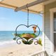 thumbnail image 4 of Comedero de hierro para pájaros | Comedero de jardín con forma de corazón y diseño floral | Comedero colgante para exteriores para decoración de jardín | Atrae aves silvestres, 4 of 6
