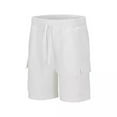 thumbnail image 2 of WREESH Men's Cargo Shorts Summer Casual and Comfortable Drawstring Pocket Elastic Waist Shorts Outdoor Workout Shorts White, 2 of 7