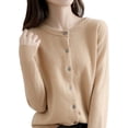 thumbnail image 2 of NIUREDLTD Women's Cardigan Womens Winter Sweater Basic Crew Neck Long Sleeve Button Down Cardigan Sweater Cardigan Sweaters For Women Khaki XL, 2 of 6