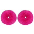 thumbnail image 1 of Paquete de 2 unidades de coleteros de piel sintética peluda para el pelo, gomas para el pelo de piel artificial, banda elástica para el pelo, pulsera, accesorios para cola de caballo, color rosa inten, 1 of 5