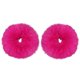 thumbnail image 1 of Paquete de 2 unidades de coleteros de piel sintética peluda para el pelo, gomas para el pelo de piel artificial, banda elástica para el pelo, pulsera, accesorios para cola de caballo, color rosa inten, 1 of 5