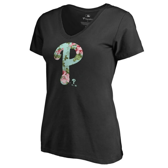 Women's Black Philadelphia Phillies Lovely V-Neck T-Shirt