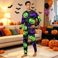 thumbnail image 6 of Halloween Pajamas, Halloween Matching Family Pajamas Green Pumpkin Bat Print Long Sleeve 2Pcs Pj Set Soft Sleepwear Nightwear Loungewear Holiday Party Costume Festive Cool Spooky Season for Family, 6 of 6