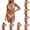 A02 Hot Pink, variant on Floral Bikini Sets for Women Color Block Double Spaghetti Strap High Cut Swimsuit Two Piece Bathing Suits Hot Pink M