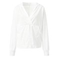 thumbnail image 2 of ManxiVoo Oversized V Neck Pocket Hoodie Women's Long Sleeve Sweatshirt Cozy Pullover for Spring and Fall XXL Size White, 2 of 4