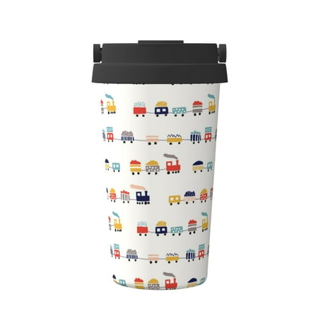 

KLL Colorful Trains Pattern Stainless Steel Vacuum Insulated Tumbler - Carry Insulated Coffee Mug - Reusable Insulated Cold Brew Iced Coffee Cup Thermos