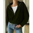 thumbnail image 2 of FreshPretty Women’s Casual Long Sleeve Half Zip Pullover Sweaters Solid V Neck Collar Ribbed Knitted Loose Slouchy Jumper Tops, 2 of 7