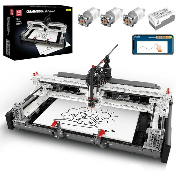 Mould King 13181 Plotter Building Block for Adults, APP Control STEM Plotter with Motors Clamp Building Blocks (3088 Pieces)