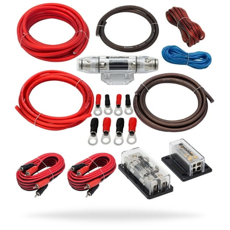 InstallGear Dual 4 Gauge Amp Wiring Kit - Dual Amp Wiring Kit with Amplifier Installation Wiring True Spec and Soft Touch Wire - 4 Gauge Wire, Amplifier Wiring Kit, Sub Wiring Kit