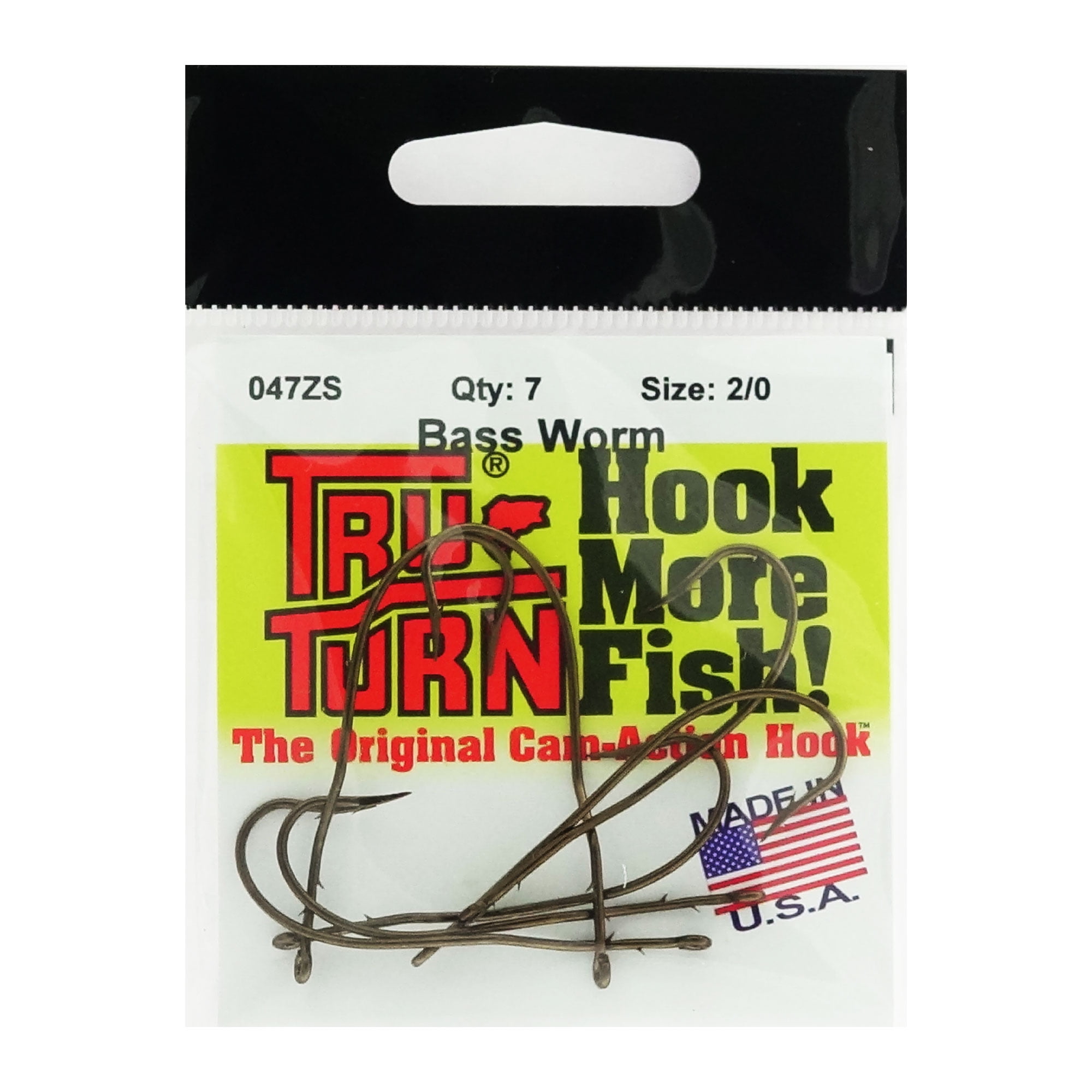 Tru Turn Bass Worm Hook, Size 2/0 , Bronze
