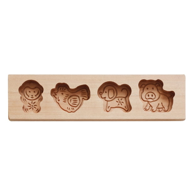Fiudx Molde de Madera para Galletas, con Revestimiento de Cera de Abeja Apto para Uso Alimentario, Acabado con Aceite de Linaza Natural, Ideal para Pan de Jengibre y Pastel de Miel, Herramienta Rústi