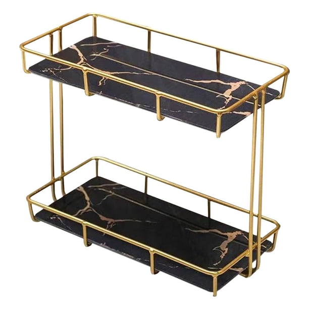 Estante de almacenamiento de hierro de varios niveles para baño y dormitorio S doble capa negra