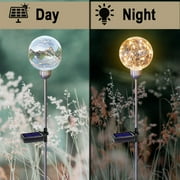 Decorative LED Solar Stake Light, 2 Pack Outdoor Solar Globe Lights Waterproof Solar Landscape Path Light for Yard, Patio, Walkway, Warm White