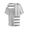 thumbnail image 6 of Petal Sleeve Tops for Summer Trendy Plus Size T-Shirts Printed Casual Loose Square Neck Button Blouse Tees S-3X (L, Gray Striped), 6 of 7