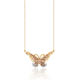 thumbnail image 2 of 14K Solid Yellow Rose Pink Gold Butterfly Wings Chain Necklace, 2 of 3