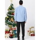 thumbnail image 5 of Camisa a cuadros para hombre, ajuste regular, con botones, manga larga, vestido, camisas a cuadros azul claro blanco M, 5 of 6
