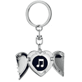 thumbnail image 1 of Blanco doble corchea notas musicales Llavero de alas de ángel en forma de corazón, 1 of 3