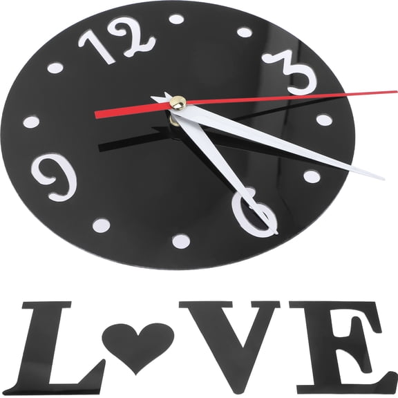 ELAYARD Love Heart Wall Clock Decal with Acrylic Mirror for Stylish and Modern Home Decoration