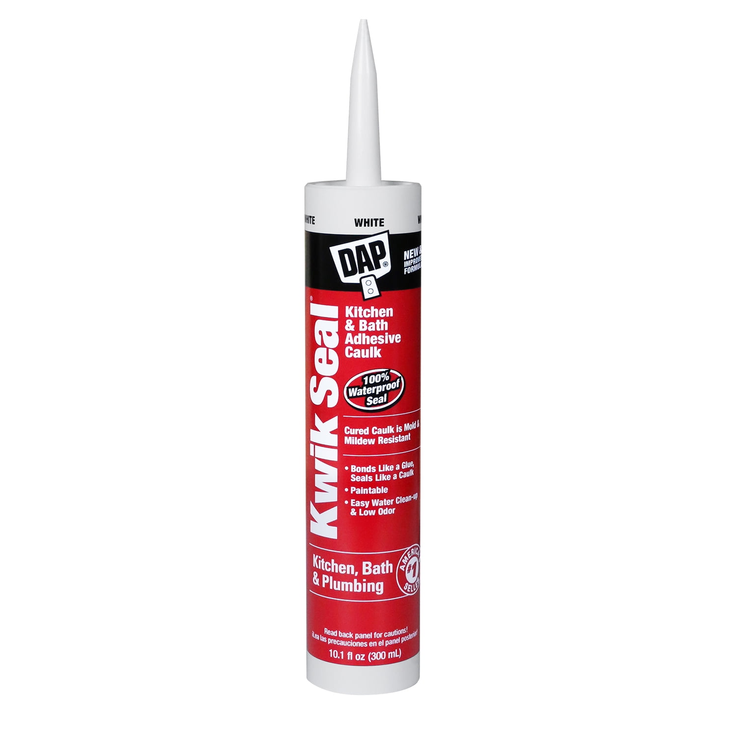 (2 pack) DAP Kwik Seal 10.1 oz White Adhesive Kitchen and Bath Acrylic Latex Caulk