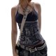 thumbnail image 3 of SAYOO Mujeres Impreso Tank Tops Grunge Punk Lindo Mini Chaleco Goth Negro Spaghetti Strap Backless Crop Tops Coreano Verano Tee SAYOO Moda, 3 of 9