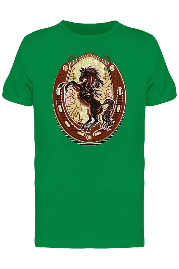 Mens Graphic Tee - Wild Horse Western Doodle - Regular Fit 100% Cotton