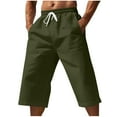 thumbnail image 2 of lmcalzta Capri Pants for Men Drawstring Elastic Waisted Linen Lightweight Lounge Pants Solid Color, 2 of 6