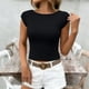 thumbnail image 1 of TaTaai Women Casual Fashion Solid Color Boat Neck Slim Fit Short Top Ladies Stylish Slimming Crop Top for Daily Street Office Commute Wear Soft Comfortable Fashion Blouse Gift, 1 of 7