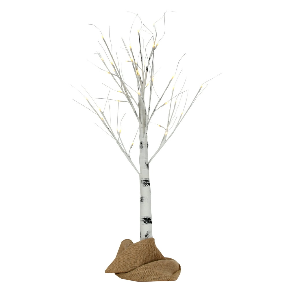 Holiday Time PreLit LED Birch Tree, White Color, White Lights, 3 feet