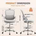thumbnail image 2 of PERUYQ Drafting Chair for Standing Desk, Counter Height Adjustable, Flip-up Arms, Ergonomic Mid Back Mesh Rolling Work Swivel Office Computer Chairs with Wheels, Gray, 2 of 18