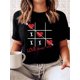 thumbnail image 1 of Valentine's Day Theme Nine Square Grid Game Print Women's T-Shirt, Valentine's Day Gift Casual, Fashionable, Comfortable, Soft, Athletic, Fitness, Daily Outdoor, Breathable Crew Neck Short Sleeve T-S, 1 of 6