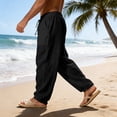 thumbnail image 5 of Uwinwear Men's Loose Fit Linen Pants, Lightweight Drawstring Waist Casual Summer Beach Yoga Trousers Black M, 5 of 5