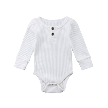 

JBEELATE Newborn Unisex Baby Solid Onesie Basic Plain Rib Stitch Long Sleeve Bodysuit Clothes for Infant Boy Girl