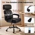 thumbnail image 5 of Patbrela Leather Office Chair, Big and Tall Office Chair with Adjustable Headrest, 400LBS Swivel Desk Chairs, Black, 5 of 9