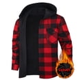 thumbnail image 5 of yillto Men Big and Tall Plaid Cardigan Hooded Button down Fleece Warm Long Sleeve Fall Winter Coats Jackets, 5 of 5