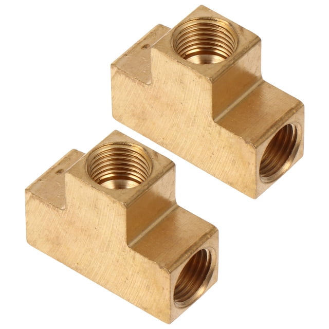 MasteelfCA 2Pcs Three-way Connect Tube Fittings Sturdy Brass Tube Connectors (Golden)
