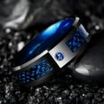 thumbnail image 4 of Fashion Men's 8mm Red Tungsten Wedding Celtic Dragon Rings Inlaid Blue Zircon Stainless Steel Green Carbon Fibre Rings For Men Blue 6, 4 of 6