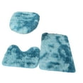 thumbnail image 2 of Juego de 3 alfombrillas de baño peludas con tapa de inodoro. azul oscuro, 2 of 9