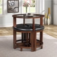 Roundhill Furniture Cylina Round Counter Height Table Set