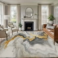 thumbnail image 2 of Grey Ombre Marble 6x9 Area Rugs, Golden Gray Marble Crack Abstract Art Non-Skid Rubber Backing Large Rectangle Rugs - Living Room Bedroom Home Office, Indoor Floor Mat Carpets Washable Rug, 2 of 9